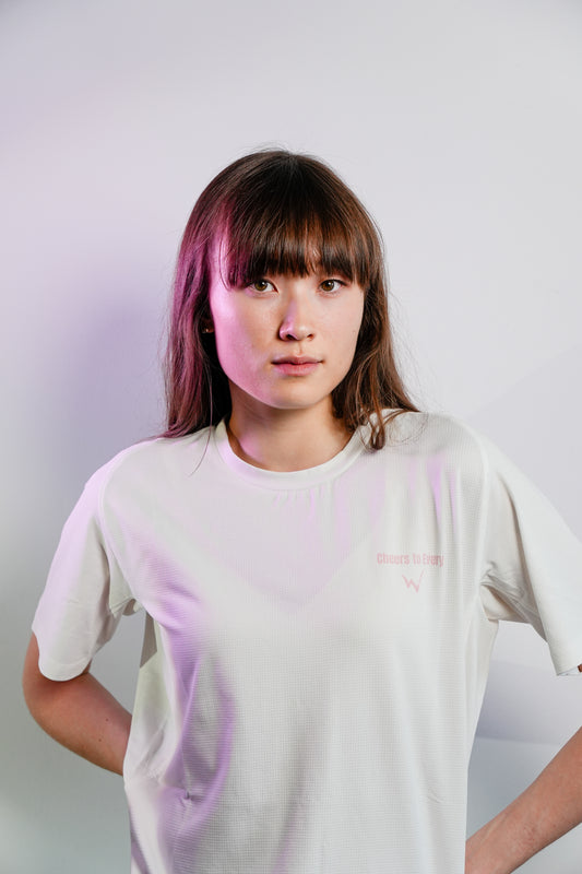 Peony Performance Tee - White/Blush
