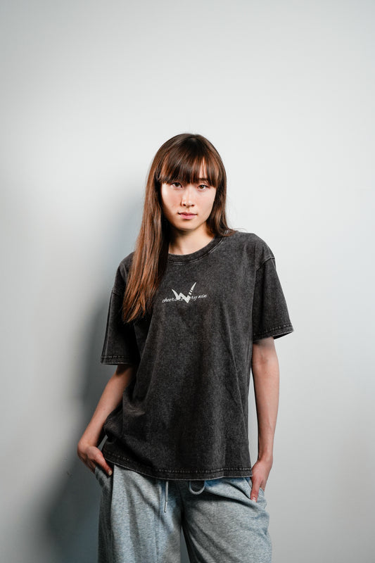 Wax Washed W Hand Tee - Dark Grey