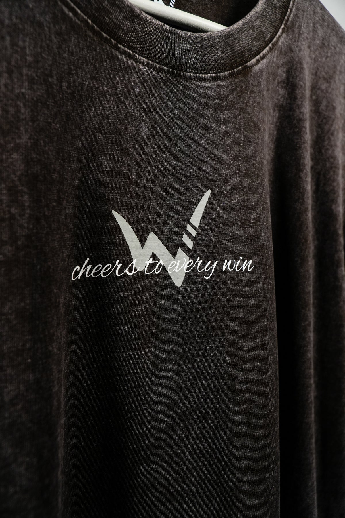 Wax Washed W Hand Tee - Dark Grey
