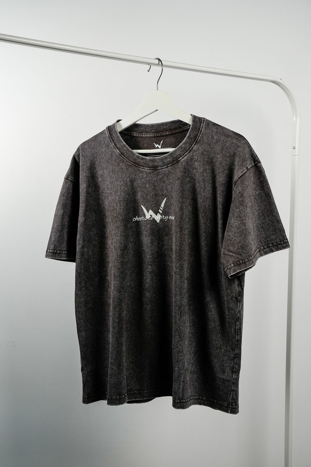 Wax Washed W Hand Tee - Dark Grey